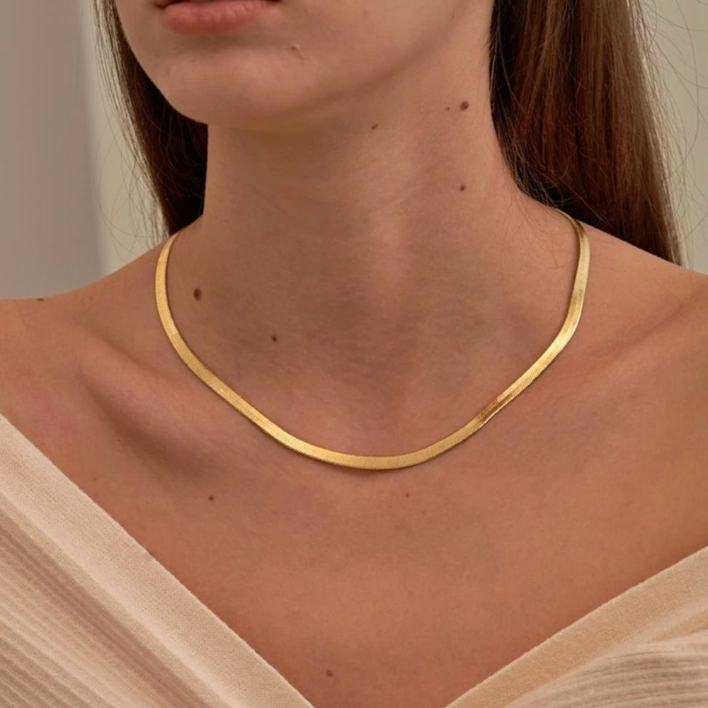 18k Gold Filled Herringbone Necklace for women